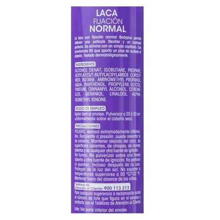 Laca fijadora para el cabello Bodyplus 400ml fijacion normal
