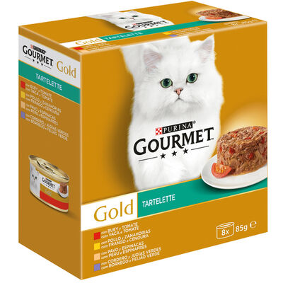 Comida h&uacute;meda gato Purina carne verduras pack 8