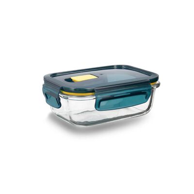 Tupper hermético de vidrio rectangular Quid 64cl astral