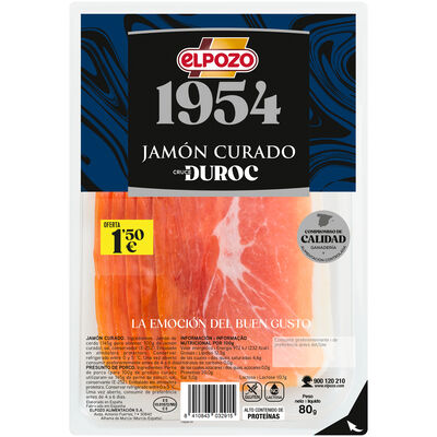 Jam&oacute;n curado selecci&oacute;n en lonchas ElPozo 80 gr