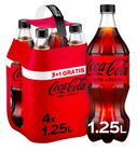 Refresco zero cola sin az&uacute;car ni calor&iacute;as Coca-Cola 1,25l pack 3 m&aacute;s 1 gratis