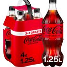 Refresco zero cola sin az&uacute;car ni calor&iacute;as Coca-Cola 1,25l pack 3 m&aacute;s 1 gratis