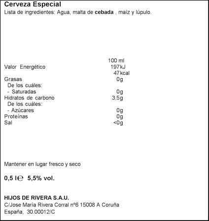 Cerveza rubia Estrella Galicia 50cl