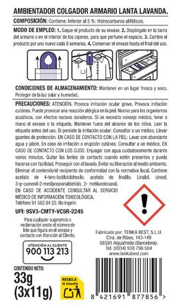Ambientador colgador para armario con aroma a lavanda Lanta