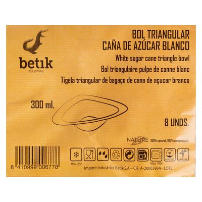 Bol de ca&ntilde;a de az&uacute;car Betik pack 8 triangular