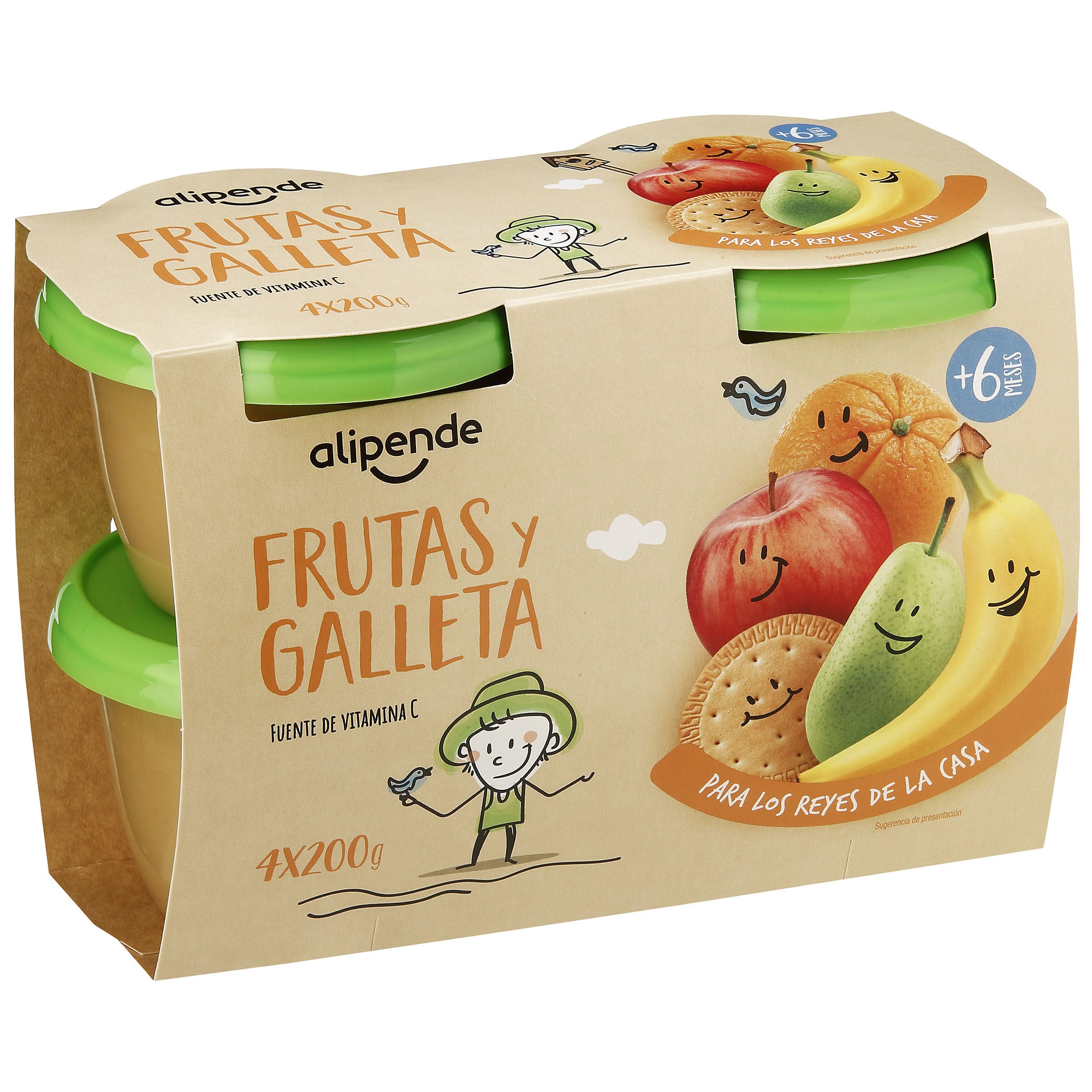 Preparado fruta bebé Alipende galleta desde 6meses pack 4