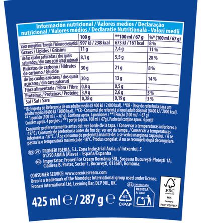 Helado tarrina Oreo 425 ml