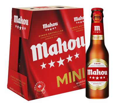 Cerveza rubia mini Mahou 5* 20cl pack 6
