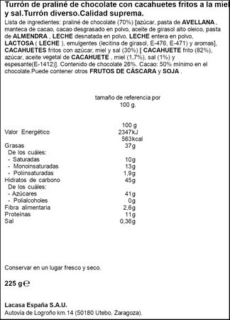Turrón de praliné con cacahuete Eagle Lacasa 225g