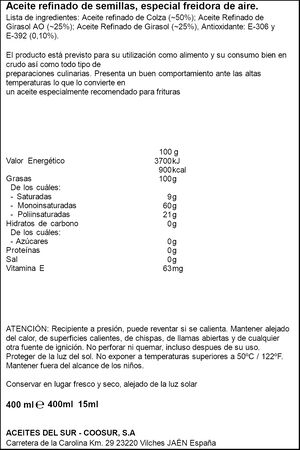 Aceite spray de semillas especial freidora de aire La Espa&ntilde;ola 400 ml