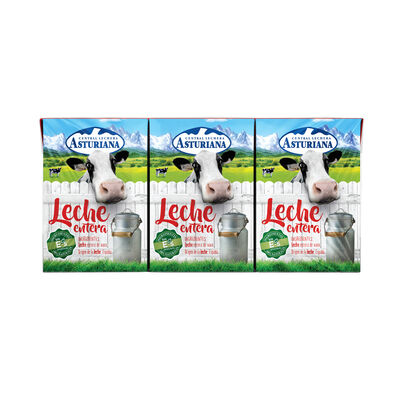 Leche entera en brick de 200ml Asturiana