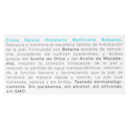 Crema facial natural Bodyplus 50ml hidratante