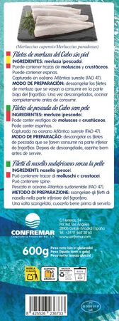 Filete merluza argentina sin piel A&R 970g