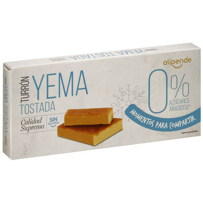 Turr&oacute;n de yema tostada sin az&uacute;car a&ntilde;adido Alipende 200g
