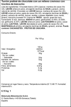 Turrón de praline sabor a miniberlina Donettes rayados El Almendro 150g