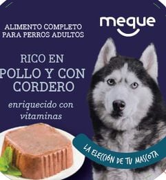 Comida húmeda perro Meque rico en pollo con cordero 300g