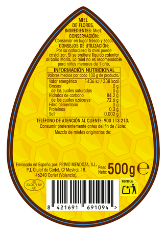 Miel de flores Alipende 500g antigoteo