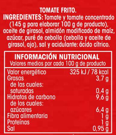 Tomate frito origen nacional sin gluten Alipende p3 210g