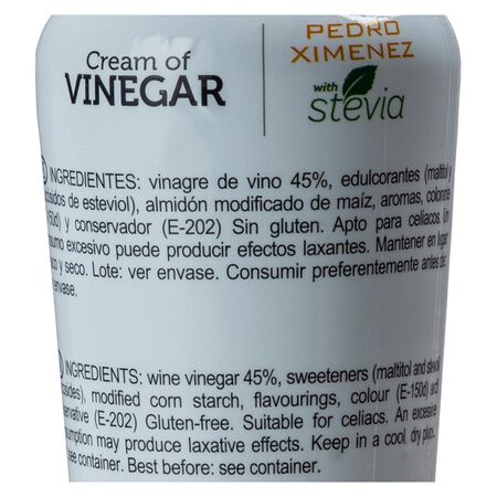 Crema vinagre balsámico pedro ximénez stevia Sibari 225g