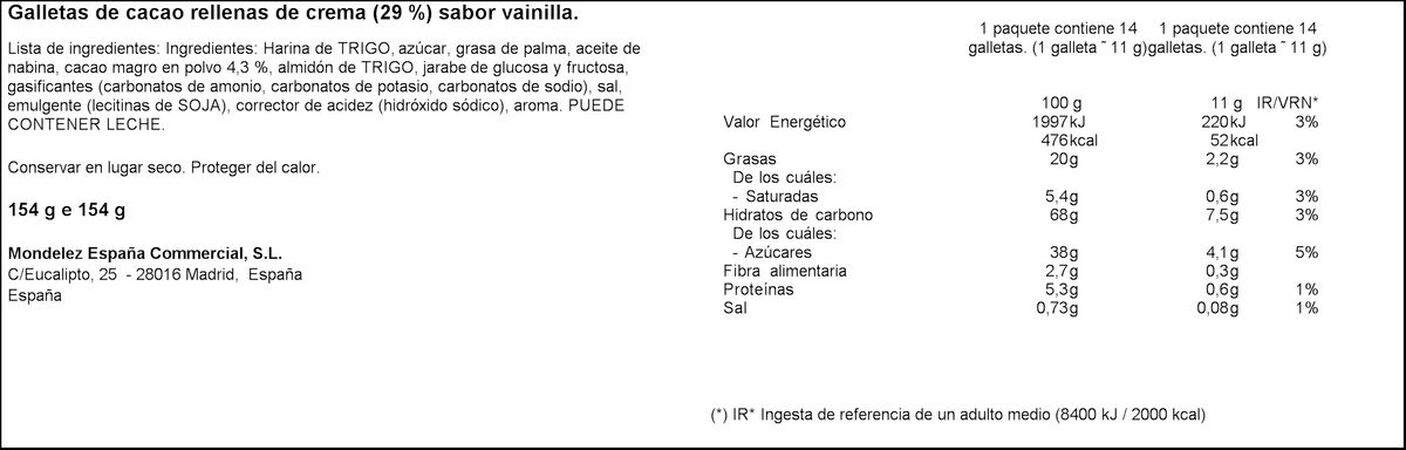 Galleta rellena Oreo 154g original