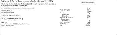 Mejillon en escabeche de Nueva Zelanda Orbe 69g 6/8