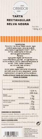 Tarta rectangular selva negra 1300gr