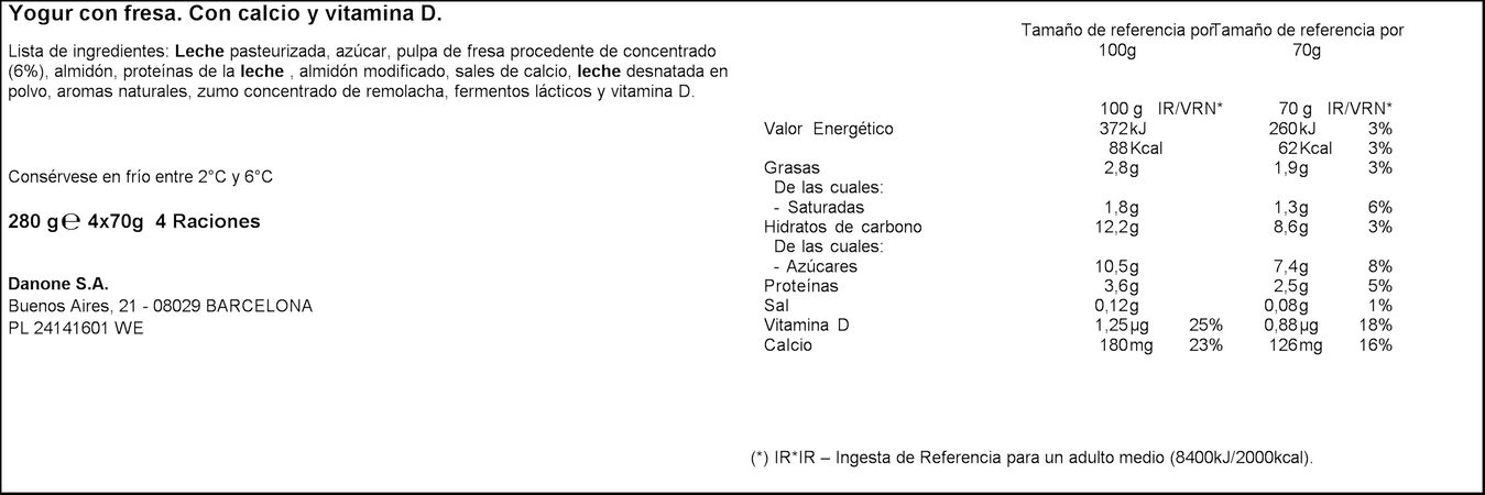 Petit Danonino para llevar pack 4 fresa