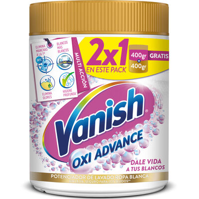 Quitamanchas en polvo blanco Vanish 400g 2X1 Oxi Advance
