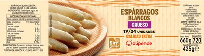 Esp&aacute;rragos blancos grueso Alipende 425g (17/24 piezas)