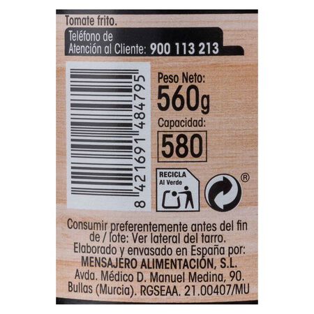 Tomate frito como en sartén sin gluten Alipende 560g
