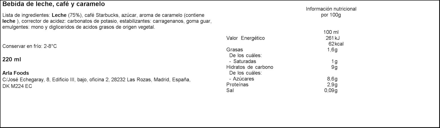 Café con leche Starbucks 220ml caramelo
