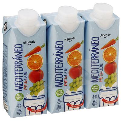 Zumo fruta + leche pack 3 mediterraneo Alipende 330 ml