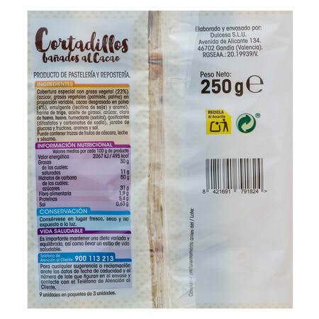 Bizcocho cortadillo Alipende baño cacao 250g