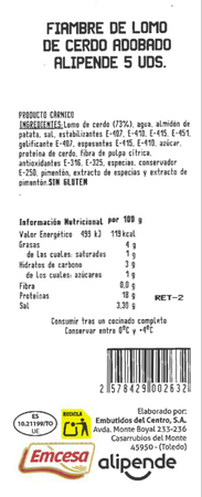 Fiambre de lomo adobado Alipende 300g aproximadamente