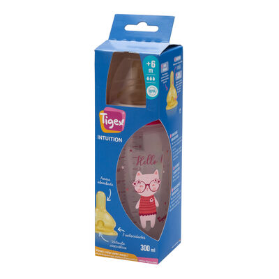 Biberón de látex Tigex 300ml intuition para mas de seis meses