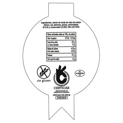 Jam&oacute;n de cebo de campo 50% raza ib&eacute;rico Juan Manuel pieza 7,5 kg aprox