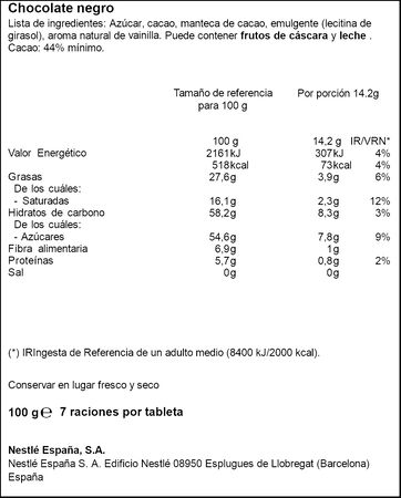 Chocolate negro sin gluten Nestl&eacute; Dolca 100g