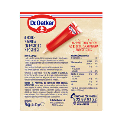 Lápices pasteleros de colores Dr Oetker 76g