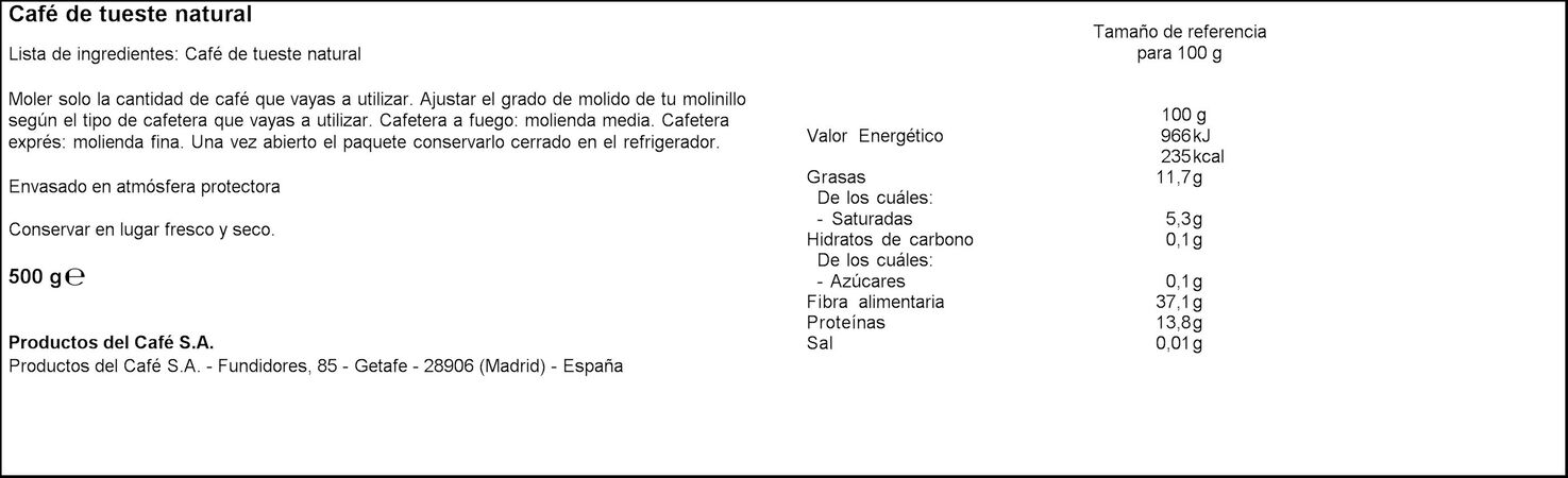 Café en grano La Estrella 500g tueste natural