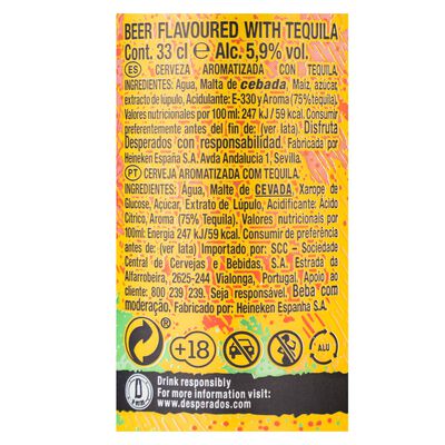 Cerveza rubia Desperados original lata 33cl