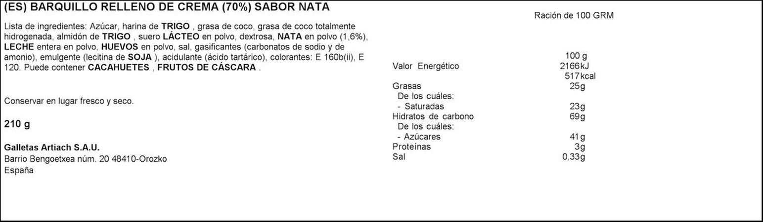 Galleta de barquillo artinata 210g