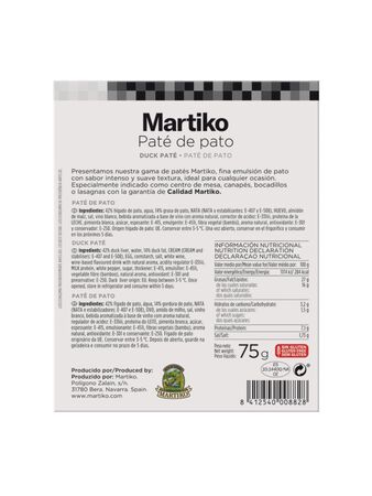 Paté de pato Martiko bloc 75g