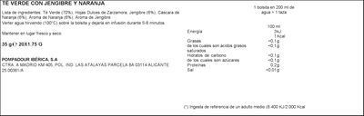 T&eacute; verde Pompadour 20u jengibre con naranja