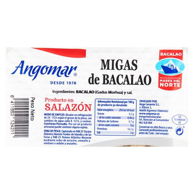 Bacalao en migas Angomar 250g