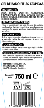 Gel de baño Bodyplus 750 ml pieles atopicas