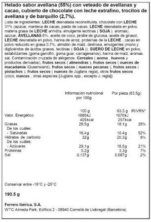 Helado con tres unidades cl&aacute;sico Ferrero Rocher