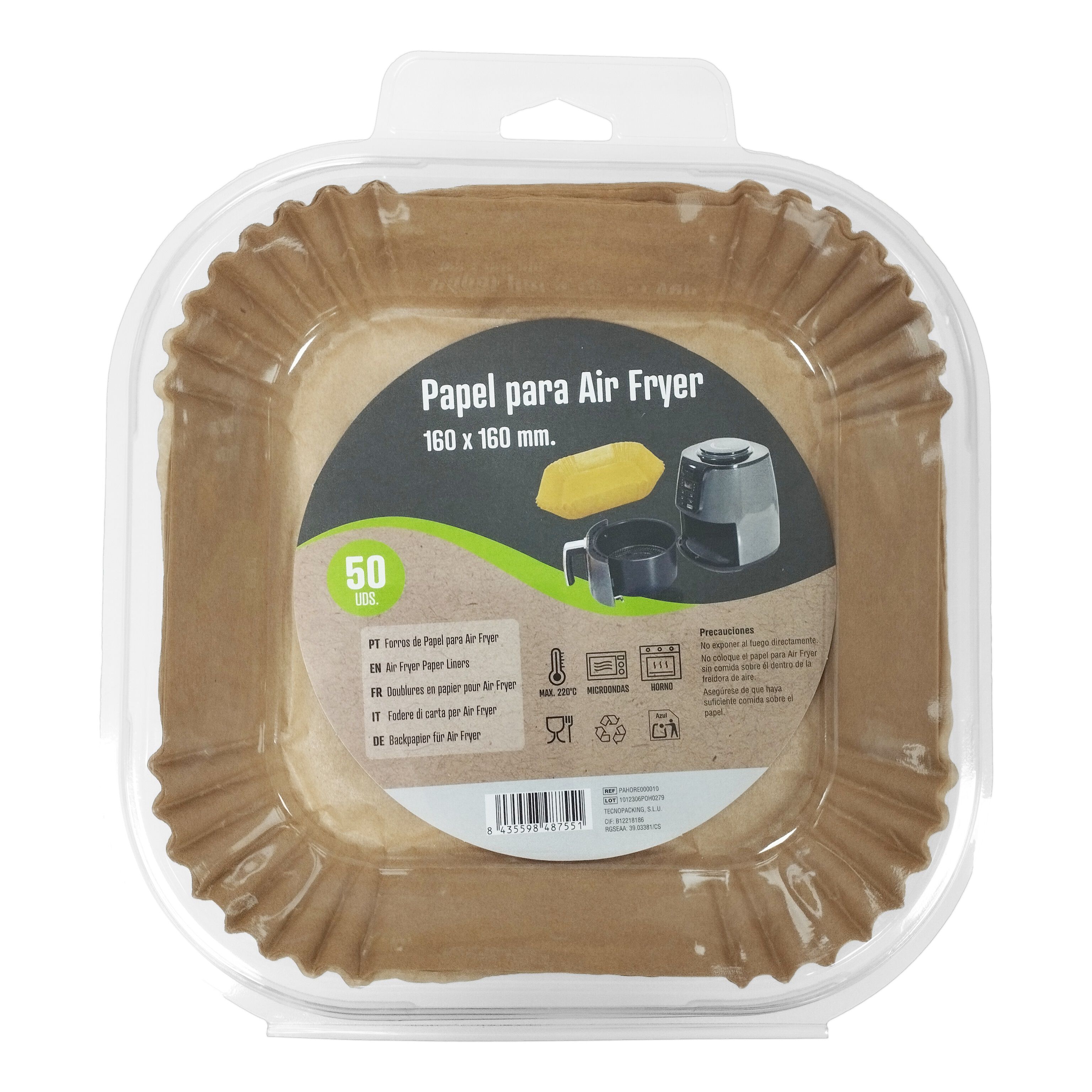 Papel Airfryer 16x16 cm 50 unidades