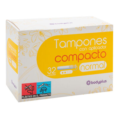 Tampon con aplicador Bodyplus compact 32 uds normal