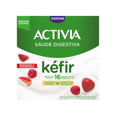 K&eacute;fir cremoso y suave con sabor a fresa y frambuesa Danone 100 gramos