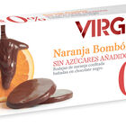 Turr&oacute;n con rodajas de naranja ba&ntilde;adas en chocolate sin az&uacute;cares a&ntilde;adidos Virginias 150g